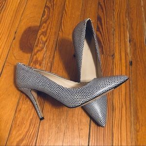Club Monaco all leather! heels pumps pointed toe black white gray  dotted‎  8.5